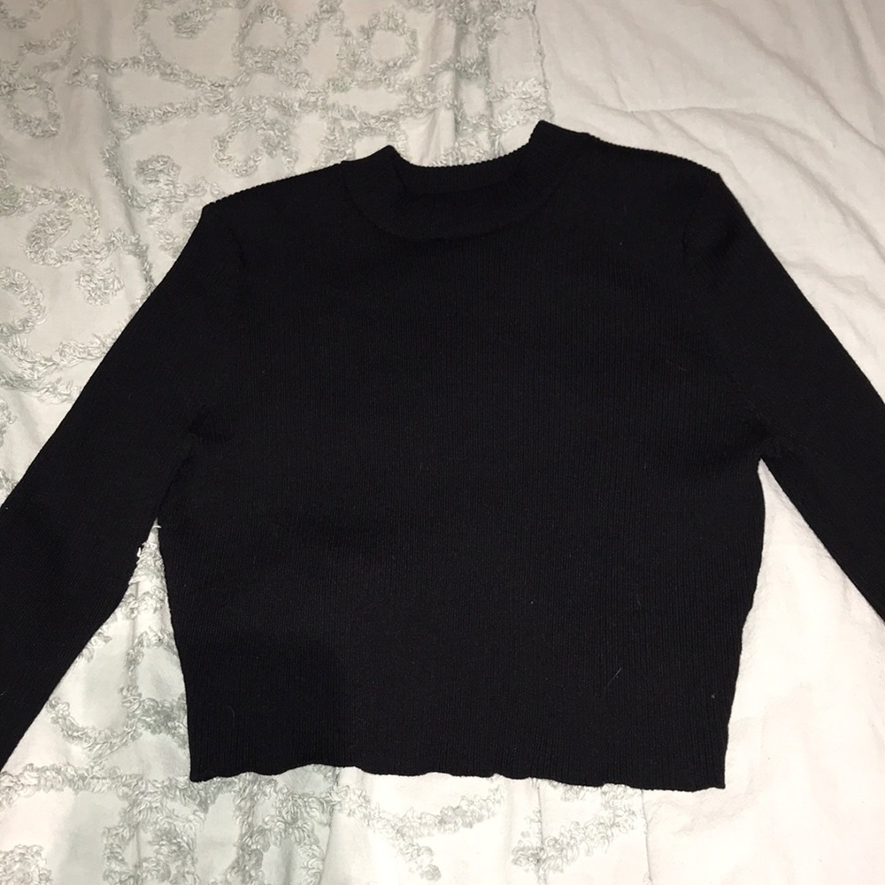 Cropped long sleeve turtleneck